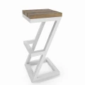 Industrial custom-made bar stool Aran, white frame, oiled oak top