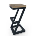 Industrial custom-made bar stool Aran, black frame, oiled oak top