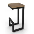 Industrial custom-made bar stool Cavan, black frame, oiled oak top