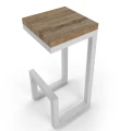 Industrial custom-made bar stool Cavan, white frame, oiled oak top