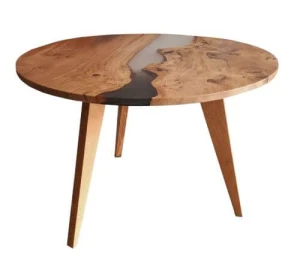 Oak table with resin infused in the top - Blackriver