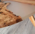 Oak table with resin infused in the top - Blackriver