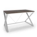 Industrial desk - Kapper, white frame, top: palermo dark oak