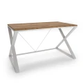 Industrial desk - Kapper, white frame, top: ancient oak