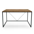 Industrial desk - Longford, black frame, top: ancient oak