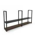 Industrial kitchen shelf with a metal top Innis, black frame, top: palermo dark oak