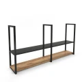 Industrial kitchen shelf with a metal top Innis, black frame, top: ancient oak