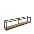 Industrial kitchen shelf - Biorra, black frame, top: ancient oak