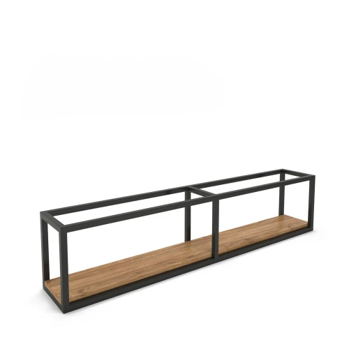 Industrial kitchen shelf - Biorra, black frame, top: ancient oak