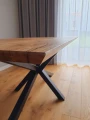 Oak dining table Antrim, spider base, 40 degree edge