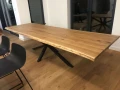 Oak dining table Antrim, spider base, offlis (natural) edge, with extensions