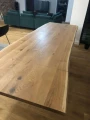 Oak dining table Antrim, spider base, offlis (natural) edge, with extensions