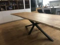 Oak dining table Antrim, spider base, offlis (natural) edge, with extensions