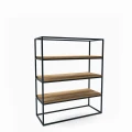 Industrial custom-made rack - Newtown mini,  black frame, tops: Ancient Oak