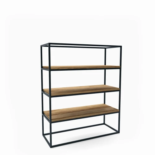 Industrial custom-made rack - Newtown mini,  black frame, tops: Ancient Oak