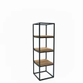 Industrial custom-made rack - Tower mini,  black frame, tops: Ancient Oak