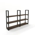 Industrial wall shelf Badhun large, black frame, top: palermo dark oak