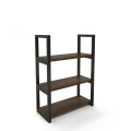 Industrial wall shelf Badhun small, black frame, top: palermo dark oak