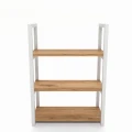Industrial wall shelf Badhun small, white frame, top: ancient oak