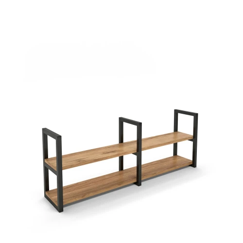 Industrial shelf Torai large, black frame, top: ancient oak