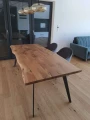 Oak dining table Tyrone, tapered legs in laser-cut sheet metal, oflis edge (natural)