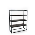 Industrial custom-made rack - Newtown mini,  black frame, tops: Palermo Dark Oak