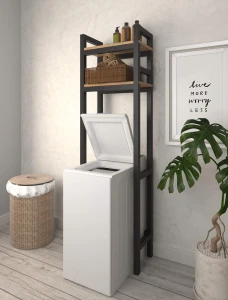Industrial bathroom cabinet above washing machine - Elevate