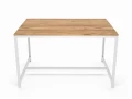 Industrial dining table Trade, white frame, top: ancient oak