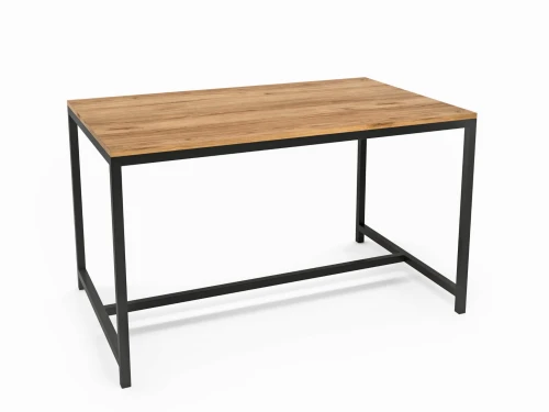 Industrial dining table Trade, black frame, top: ancient oak