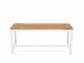 Industrial custom-made bench / seat - Trade, white frame, top Ancient Oak