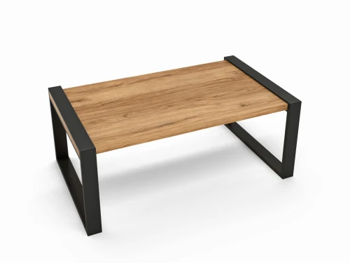 Industrial coffee table Cappa, black frame, Ancient Oak top