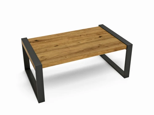 Loft style coffee table with an oak top - Treevio, black frame