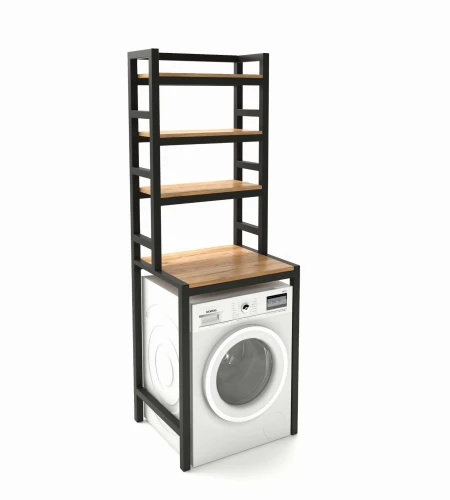 Industrialna szafka łazienkowa Option Large, stelaż czarny, blat Dąb Pradawny