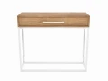 Industral console table with a drawer - Capital; white frame, cabinet's color: Natural Hikory