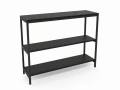 Industrial console table with two shelves - Trade, black frame, top: black