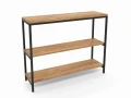 Industrial console table with two shelves - Trade, black frame, top: ancient oak