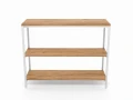 Industrial console table with two shelves - Trade, white frame, top: ancient oak