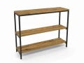 Custom-made loft- style console table with oak shelves - Forester; black frame
