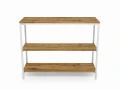 Custom-made console table with oak shelves - Forester; white frame
