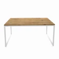Loft style coffee table with an oak top - Dulby, white frame