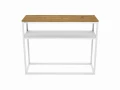 Industrial console table with and oak top and metal shelf - Detroit, white frame