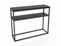 Metalowa konsola z blatem laminowanym i metalową półką Westland, stelaż czarny, blat Czarny