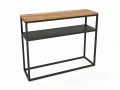 Metalowa konsola z blatem laminowanym i metalową półką Westland, stelaż czarny, blat Dąb Pradawny