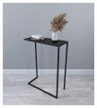 Industrial, custom-made metal console table on 3 legs - Lenox; black top and frame