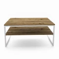 Oak coffee table with a shelf - Dulby, white frame