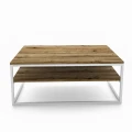Oak coffee table with a shelf - Donegal, white frame