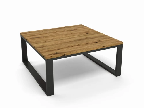 Loft style coffee table with an oak top - Evenly, black frame