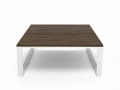 Industrialny stolik kawowy Panel, stelaż biały, blat Dąb Palermo Ciemny