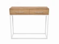 Industrialna konsola z szufladami Kentwood, stelaż biały, szafka Hikora Naturalna; na zdjęciu wymiary 100x30x wys.85 cm