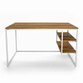 Industrial desk - Dominick, white frame, top: ancient oak